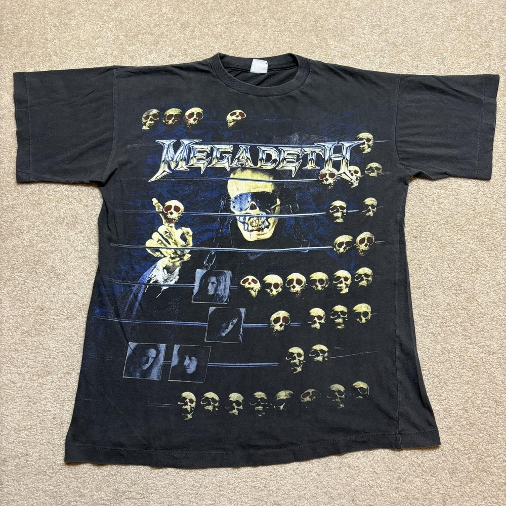 Vtg Megadeth Monsters Of Rock AOP Shirt Mens Large Sabbath Iron Maiden 1992 90s